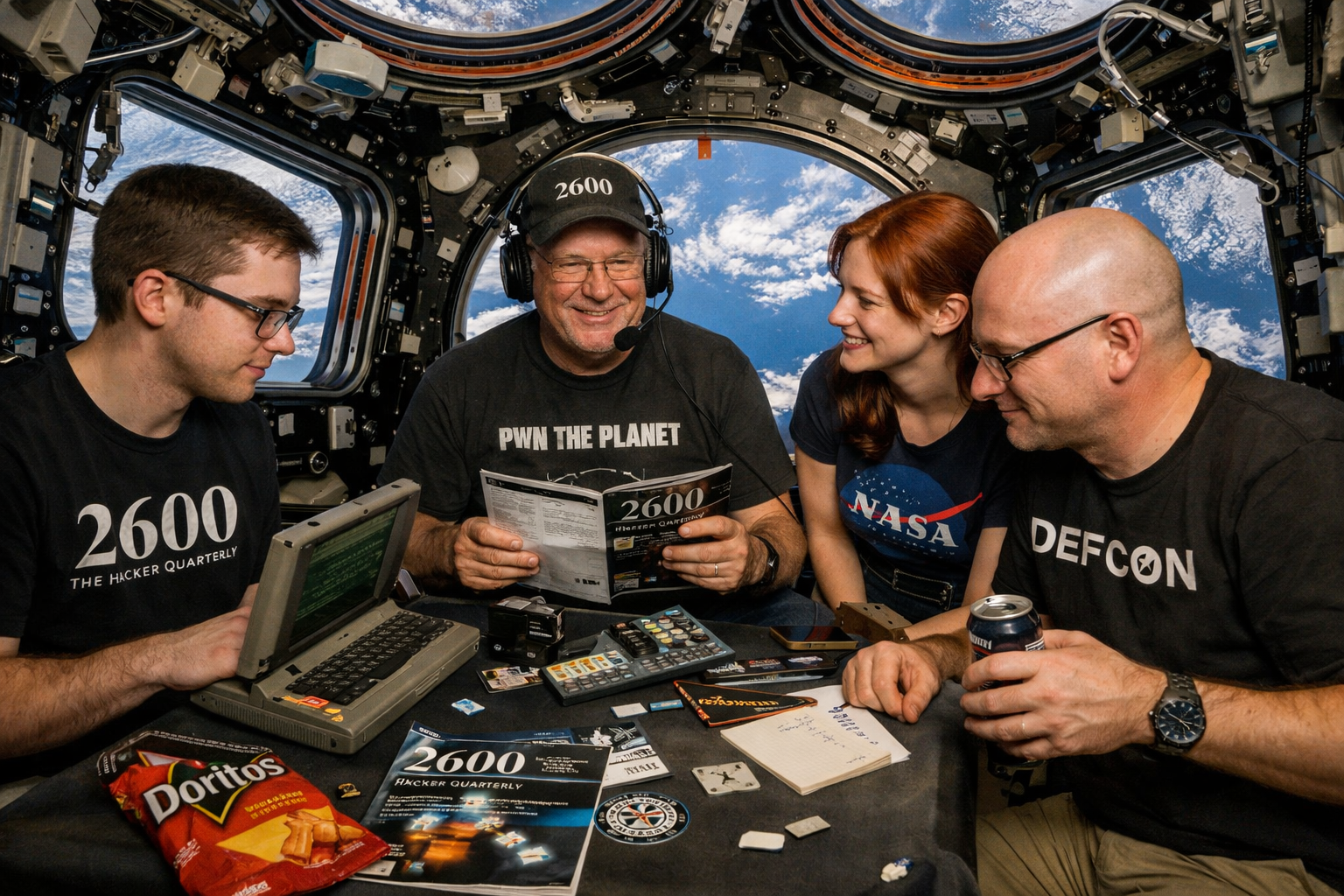 Photo of a previous 2600 meeting inside the ISS Cupola